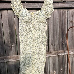 No Boundaries Yellow Floral Midi Dress